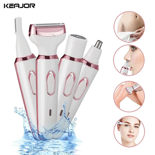 4-in-1 electric women's shaver for body, face and intimate area