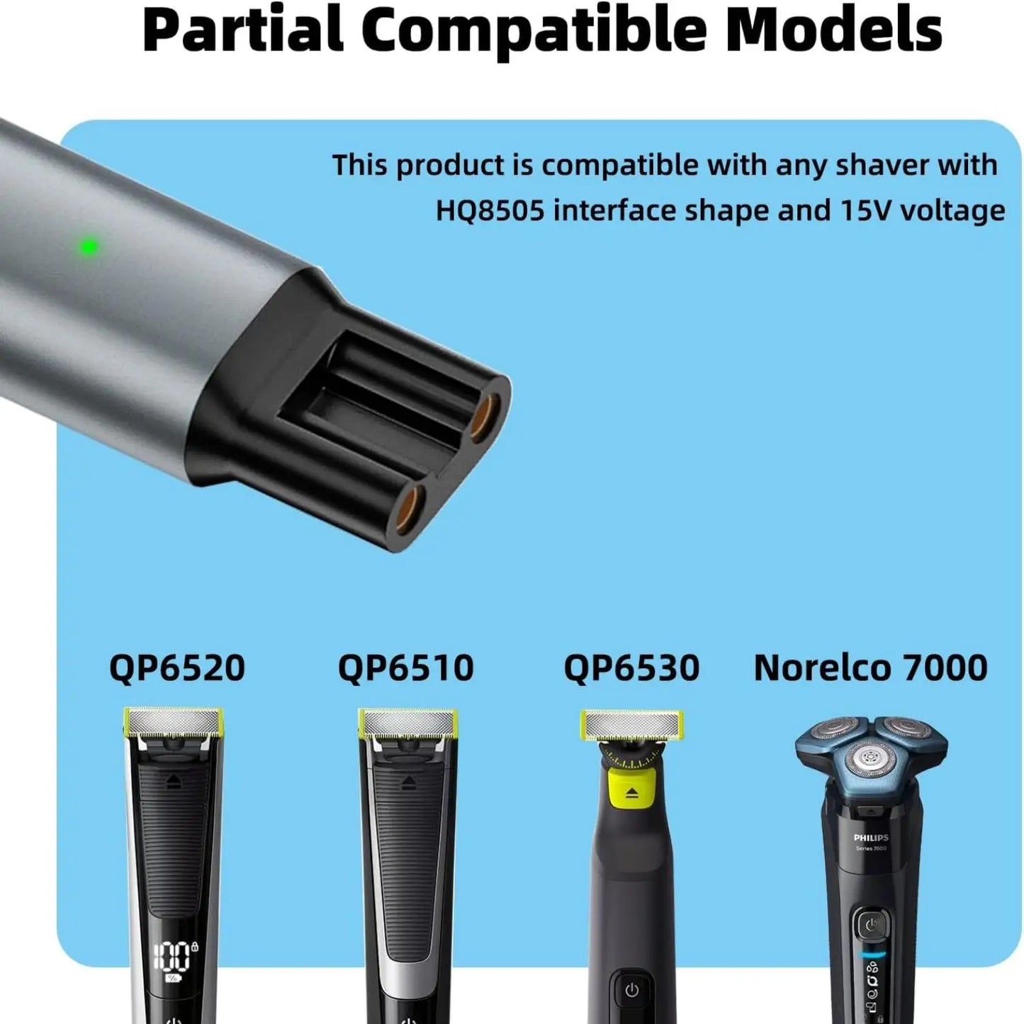 15V Ladeadapter kompatibel mit vielen Philips Rasierern