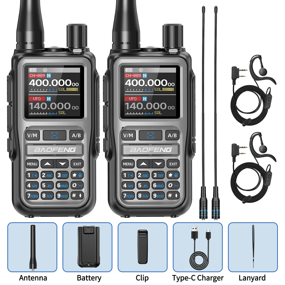UV-5R Mini Walkie Talkie Multi Band Bluetooth Programming Wireless Copy Frequency 999CH AM FM Long Range Two Way Radio