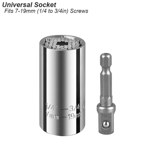 Socket wrench 7 to 19 mm with drill adapter 