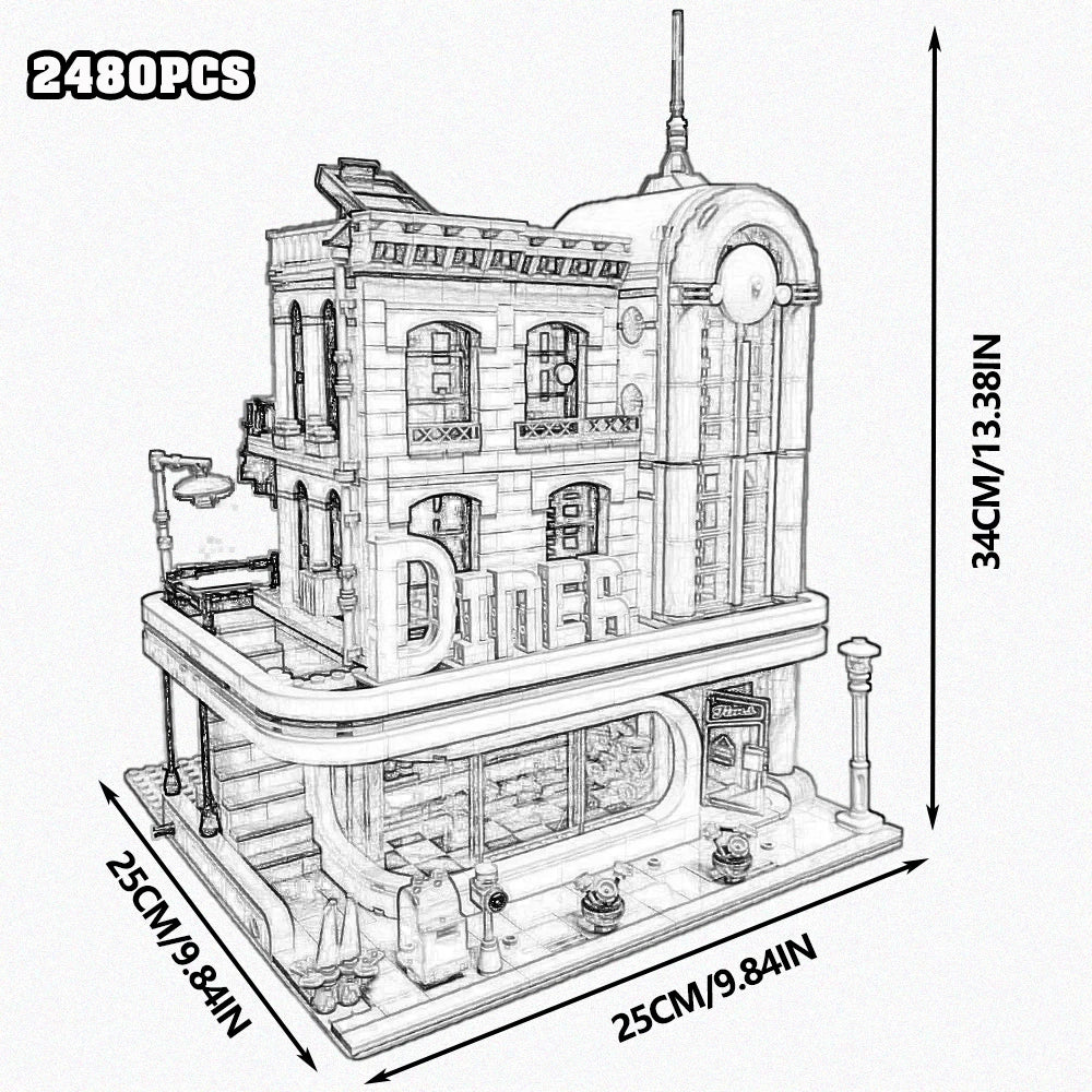Build Your Dream City with the Street View City Building Blocks – Creative MOC Kits for Bank, Café Corner, Downtown Diner, and More!