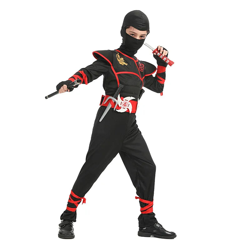 Ninja Kostüm für Kinder Schwarz Rot