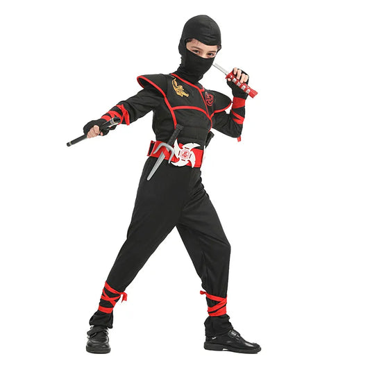 Ninja Kostüm für Kinder Schwarz Rot