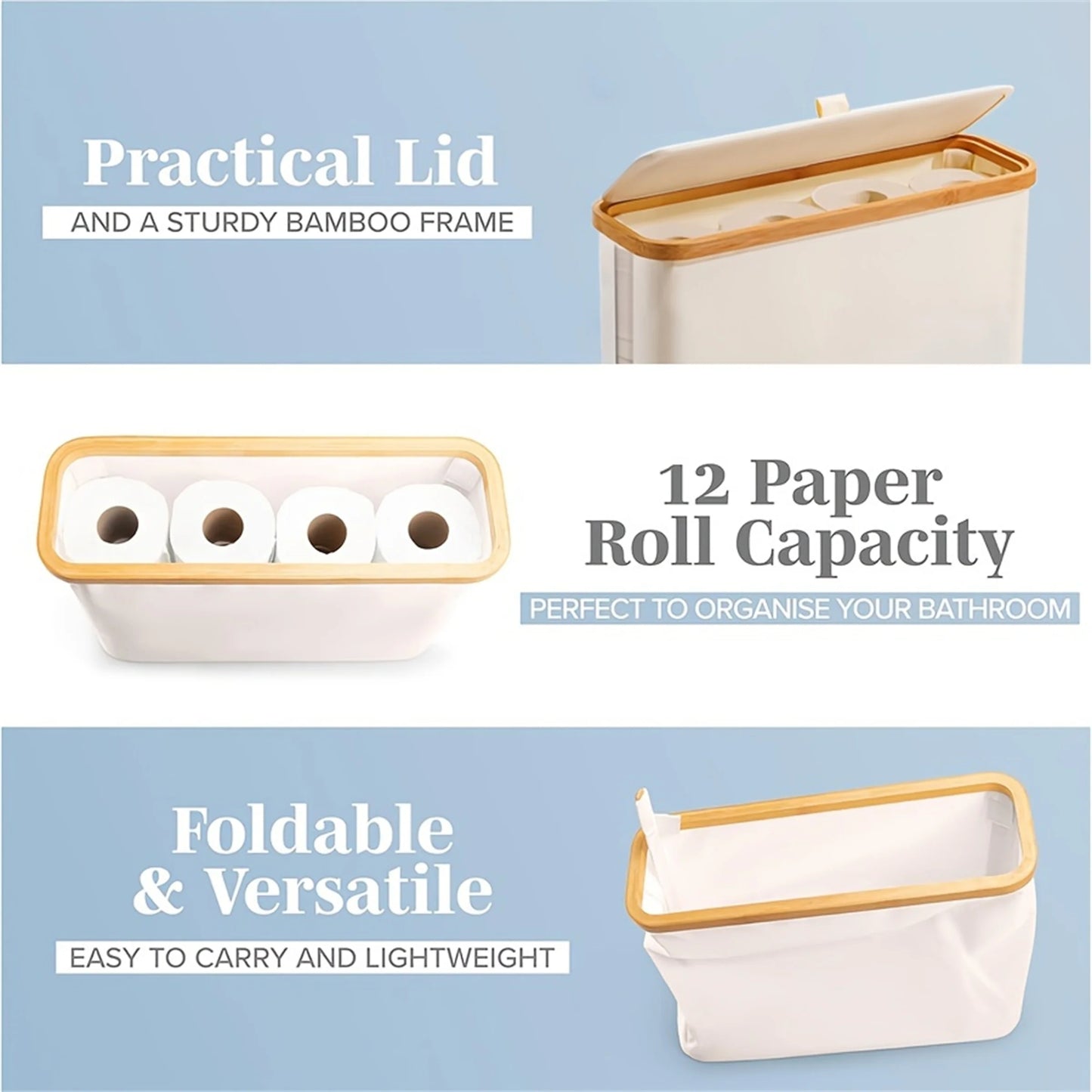 Large storage basket for toilet paper (up to 12 rolls) 