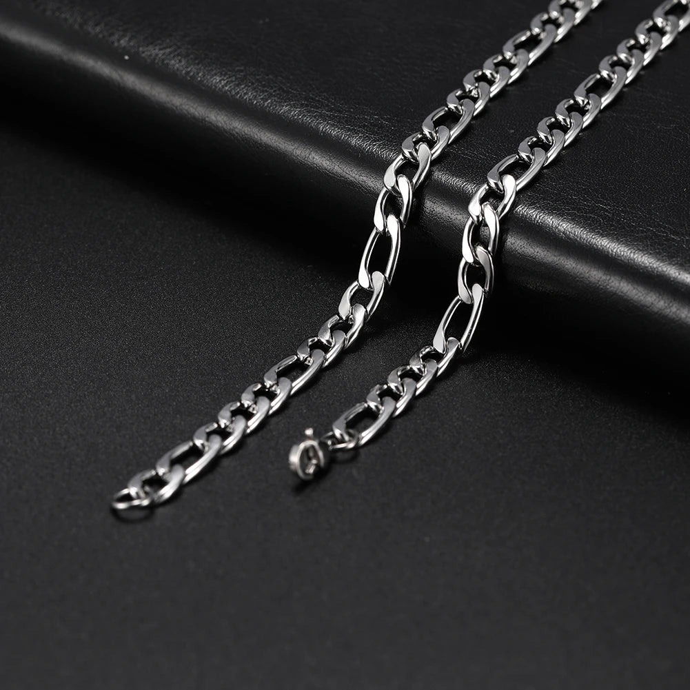 3Mm-10Mm Cuban Chain Stainless Steel Necklaces for Men Male Chains Figaro Box Chain Choker Punk Jewelry 45Cm 50Cm 60Cm