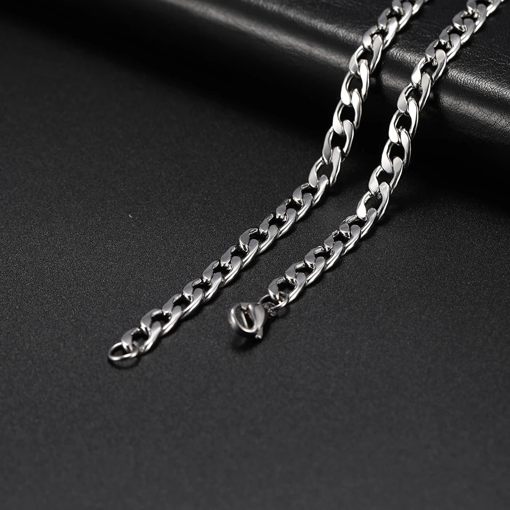 3Mm-10Mm Cuban Chain Stainless Steel Necklaces for Men Male Chains Figaro Box Chain Choker Punk Jewelry 45Cm 50Cm 60Cm
