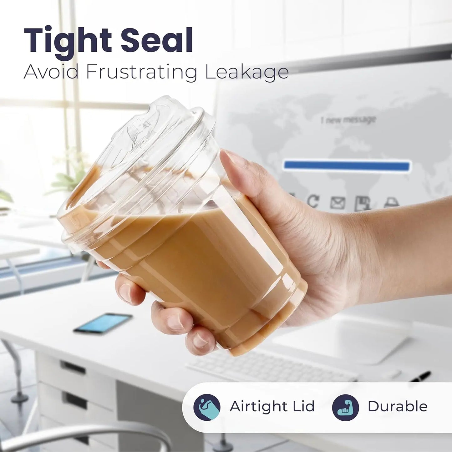 10 Sets Durchsichtige Plastikbecher Mit Sip-Deckel, 12/20/16 Einwegbecher Für Eiskaffee Oder Saft, Party, Smoothie, Milchshake, Kalte Getränke