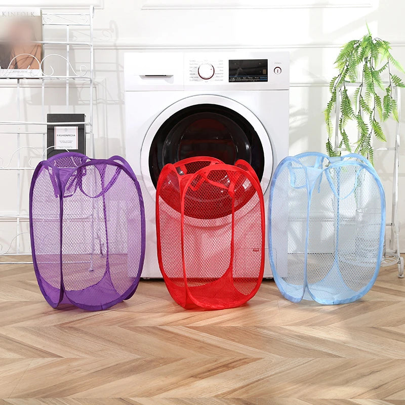 Foldable mesh laundry basket – minimalist design 