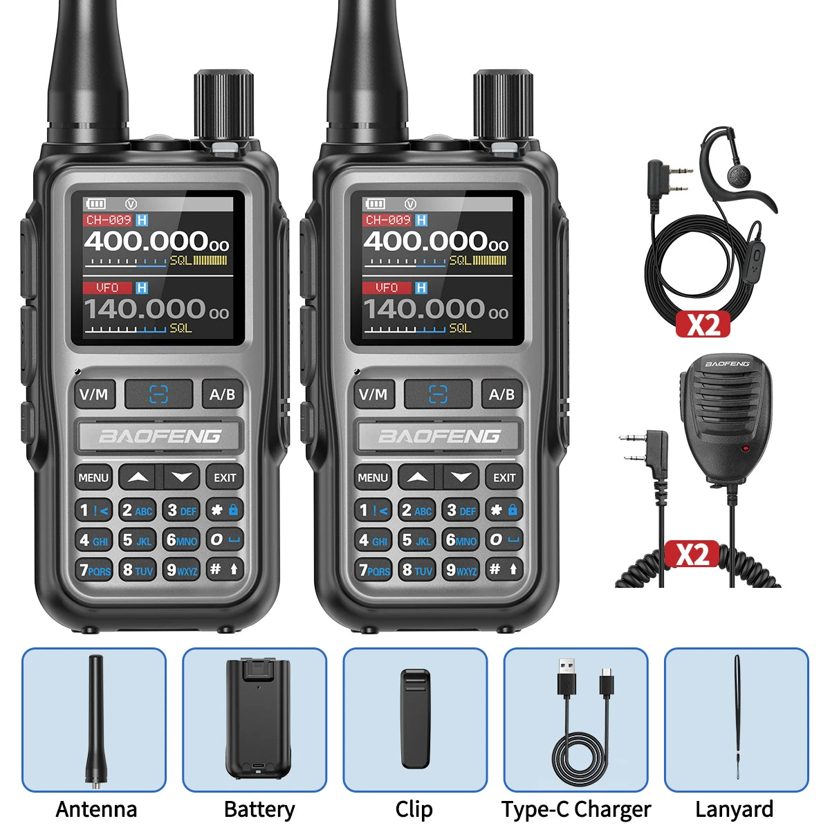UV-5R Mini Walkie Talkie Multi Band Bluetooth Programming Wireless Copy Frequency 999CH AM FM Long Range Two Way Radio