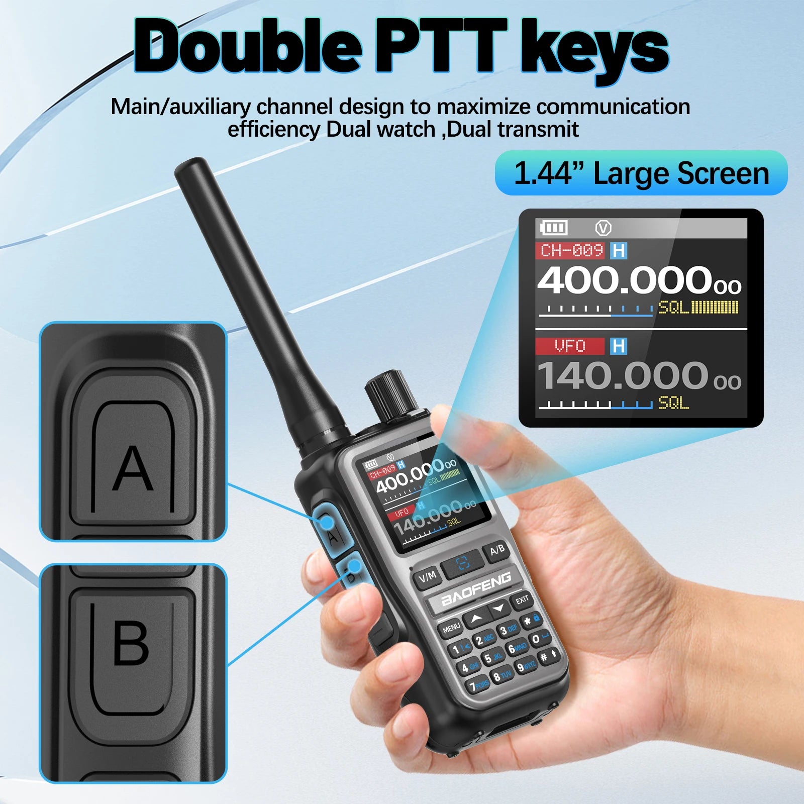 UV-5R Mini Walkie Talkie Multi Band Bluetooth Programming Wireless Copy Frequency 999CH AM FM Long Range Two Way Radio