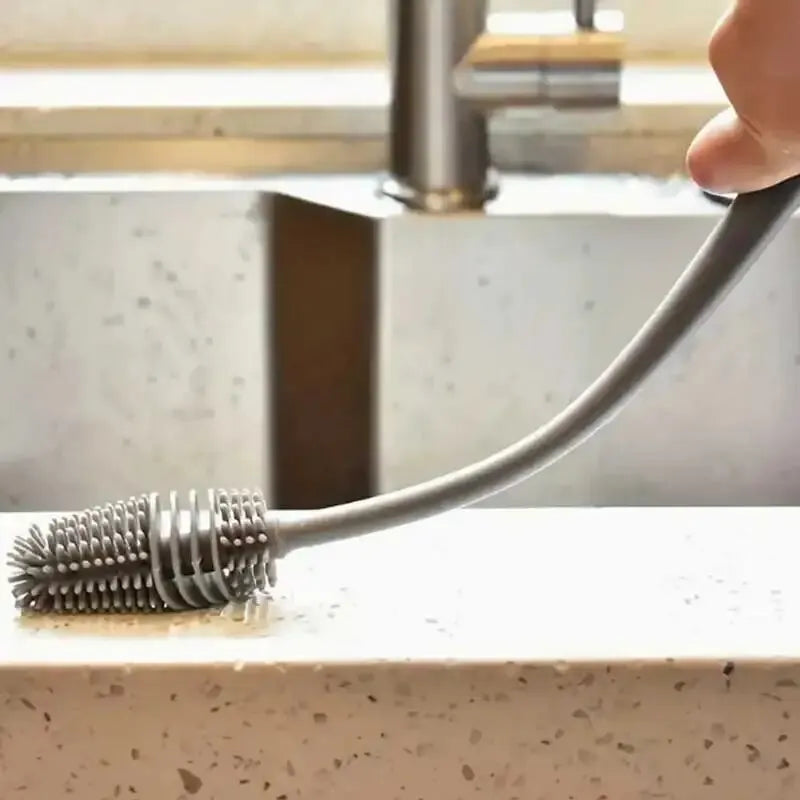 Silicone brush with long handle for cups and bottles 