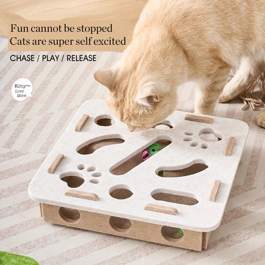 Felt cat toy with puzzle box 