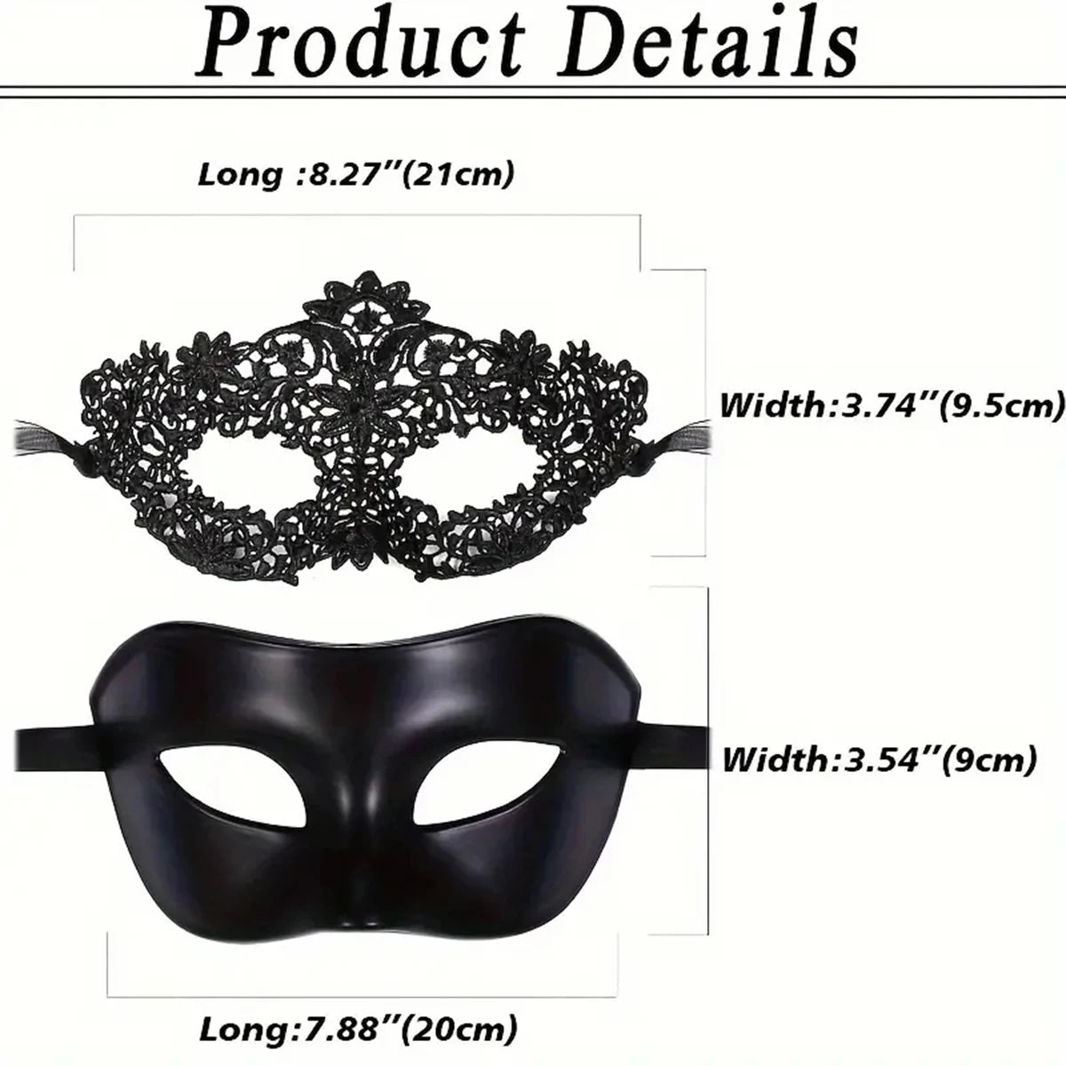 Elegantes Schwarzes Spitzen Masken Set 2 teilig