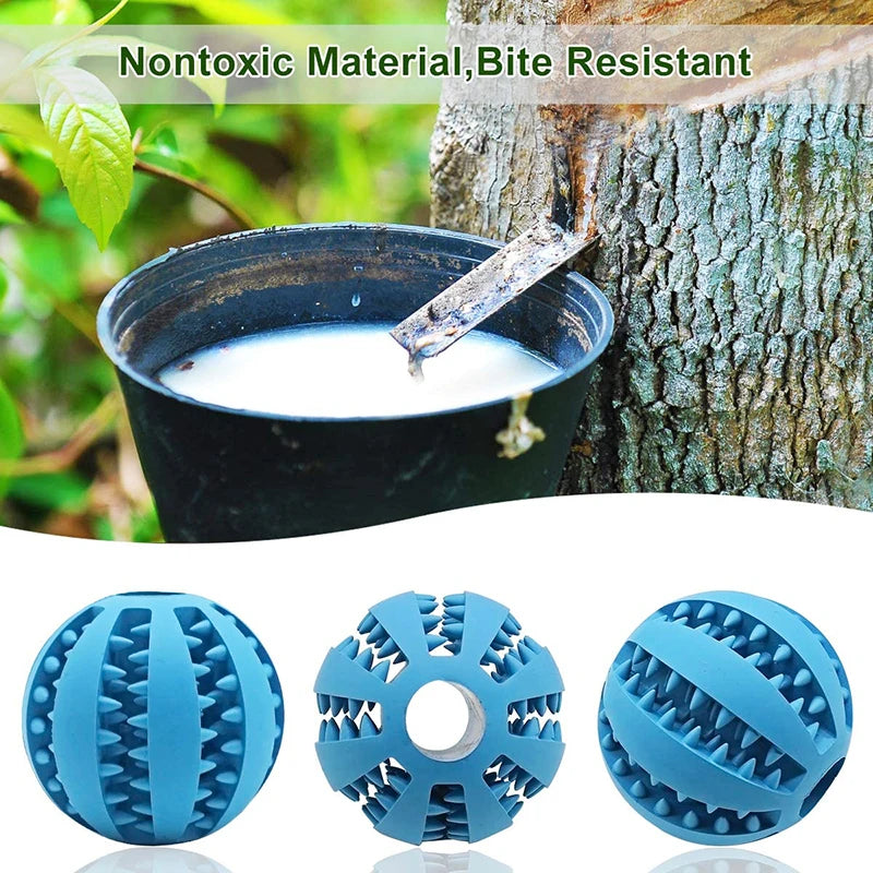 Natural rubber dog toy ball for dental care 