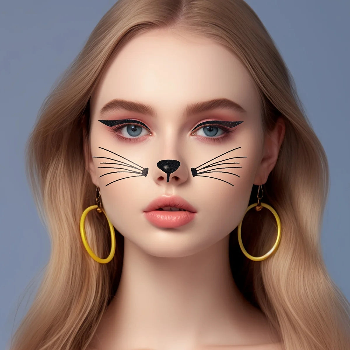 Schwarz Pink Katzen Gesicht Sticker Halloween Make up