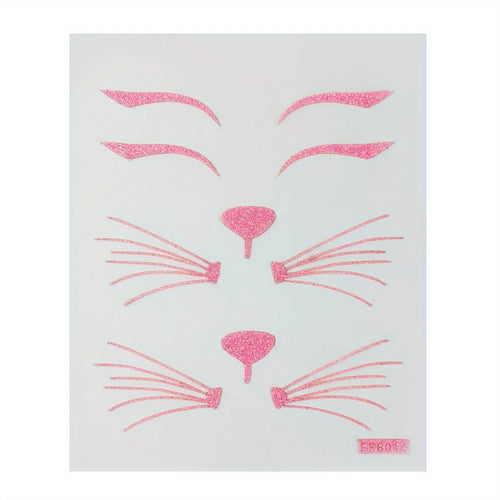 Schwarz Pink Katzen Gesicht Sticker Halloween Make up