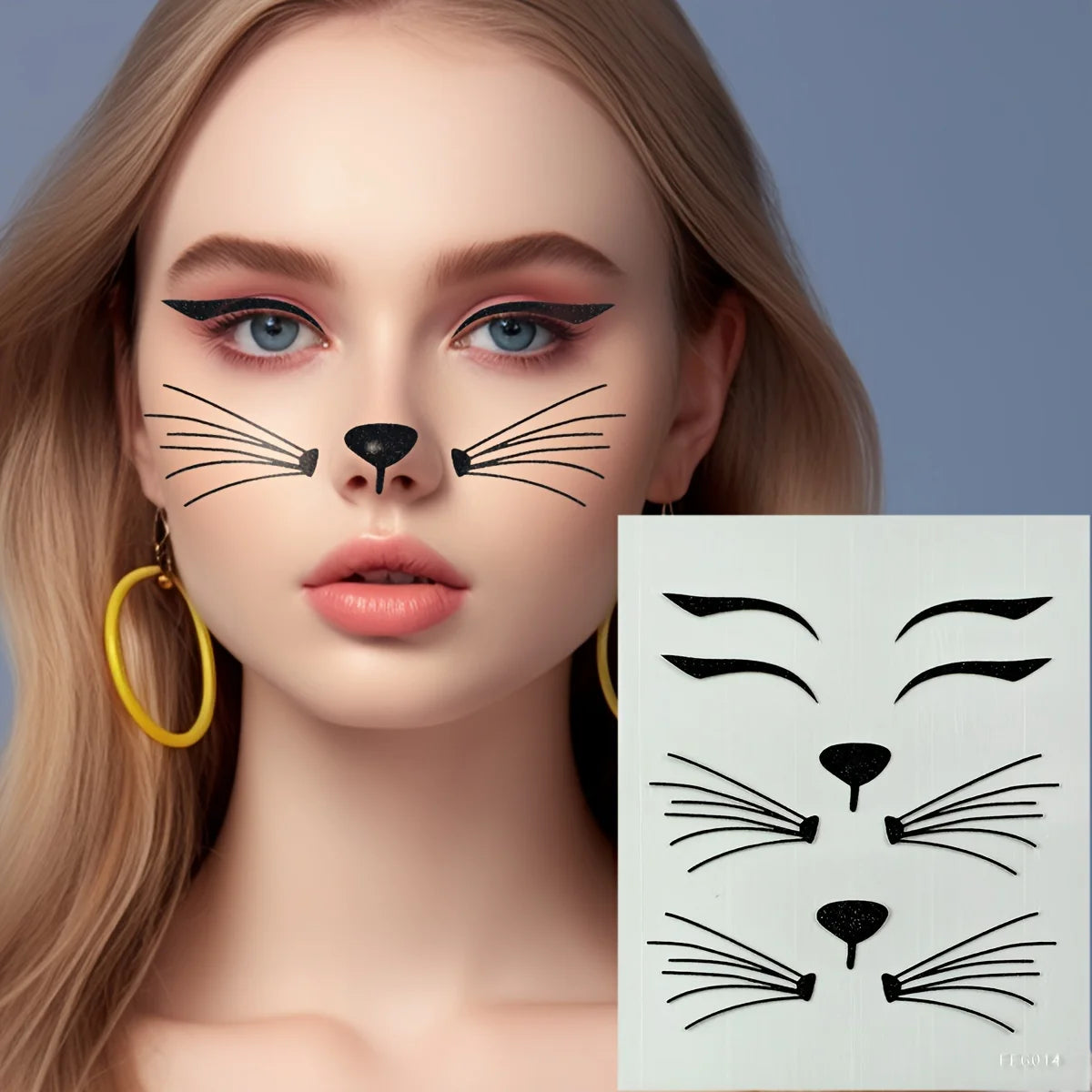 Schwarz Pink Katzen Gesicht Sticker Halloween Make up