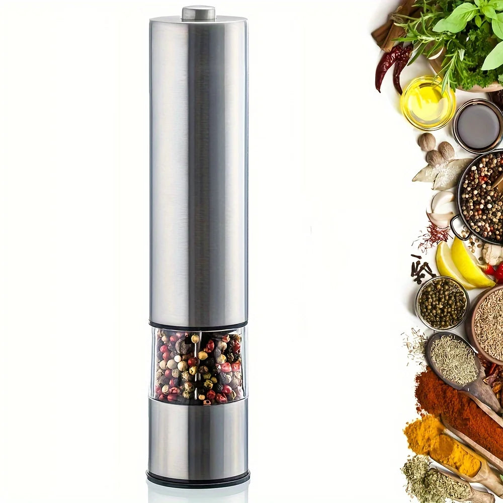 Electric Salt Pepper Grinder Set One Handed Operation Stainless Steel Spice Mill with Light Automatic Pepper Grinde for Kitchen