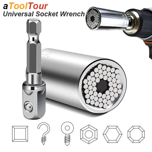 Multifunctional socket wrench 7 to 19 mm with drill adapter