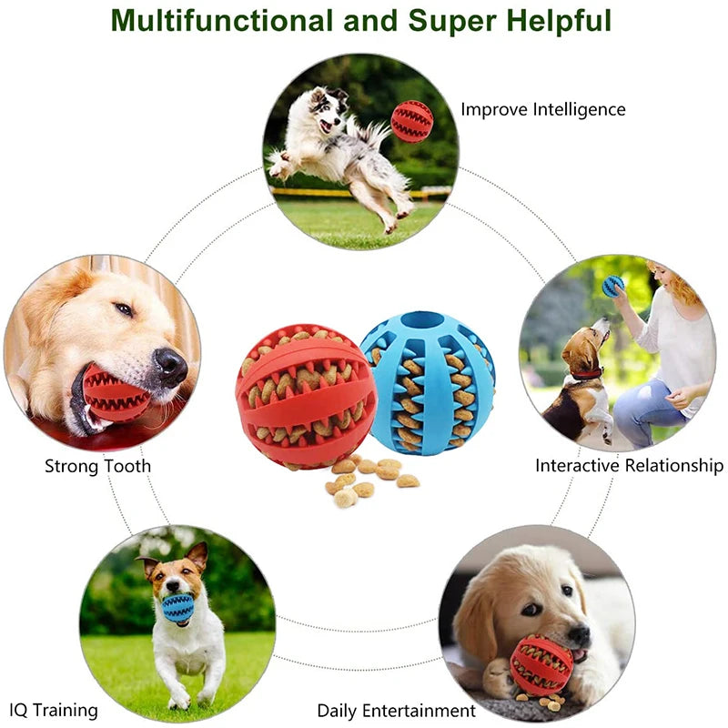 Natural rubber dog toy ball for dental care 