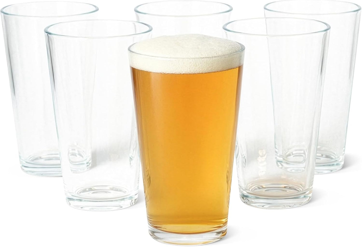 Amazon Basics Pint-Gläser, 6-Teiliges Set, 473,2Ml, Spülmaschinenfest