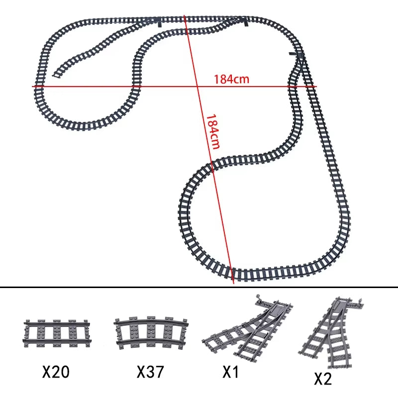 City Trains Flexible Switch Railway Tracks Rails Crossing Forked Straight Curved Building Block Bricks Toys Compatible with 7996