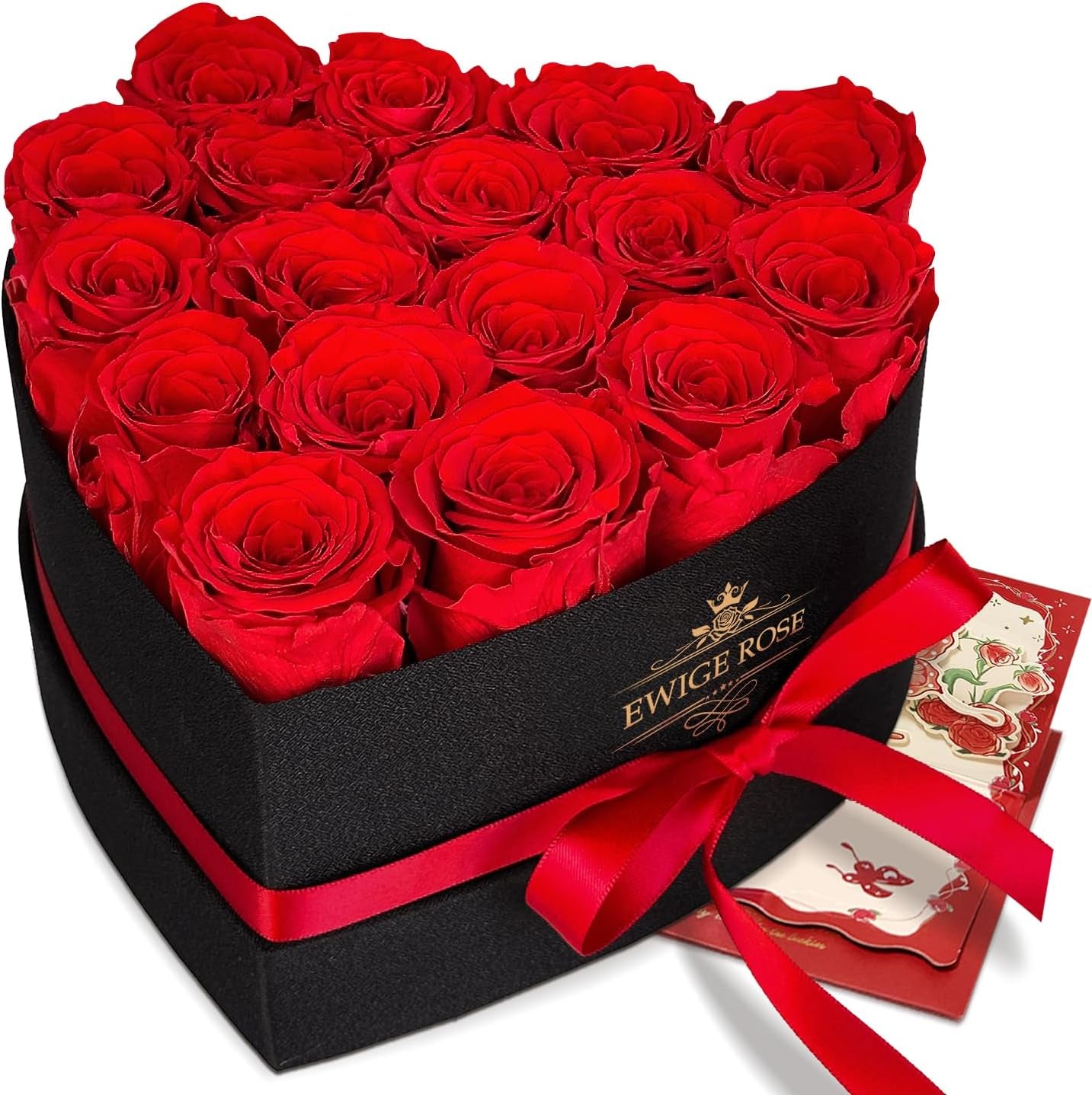 17 Infinity Rosen, Ewige Rot Rose Geschenke für Frauen, Konservierte Rose in Herzbox für Frauen Mutter zum Geburtstag Jahrestag Valentinstag Muttertag Weihnachten Hochzeitstag Rosenbox