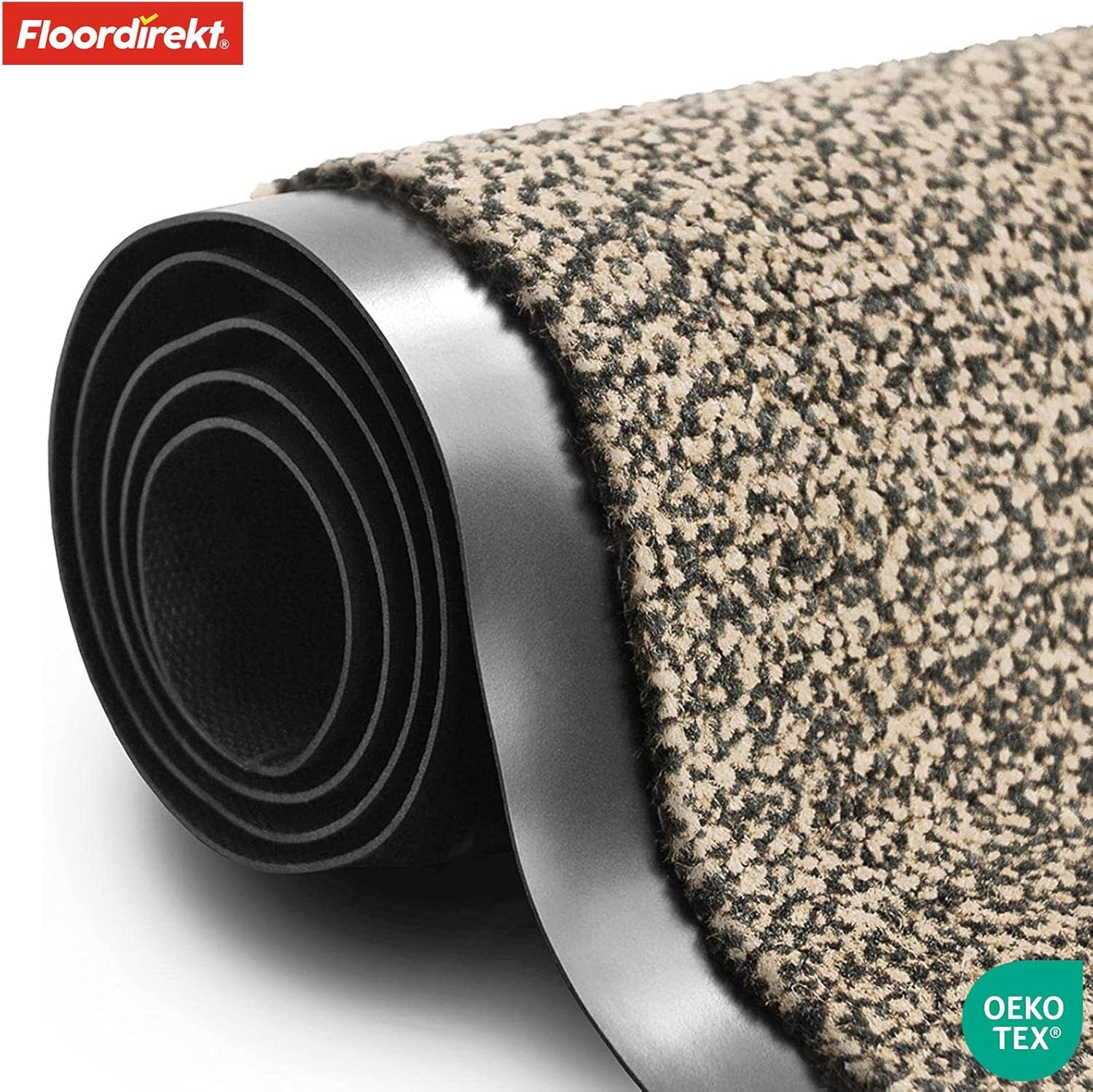 Floordirekt Schmutzfangmatte Rhine - Waschbare & Leistungsstarke Fußmatte - Sauberlaufmatte Mit Rutschfester Rückseite - Türmatte Für Den Eingangsbereich (Ocker-Schwarz (Meliert), 40 Cm X 60 Cm)