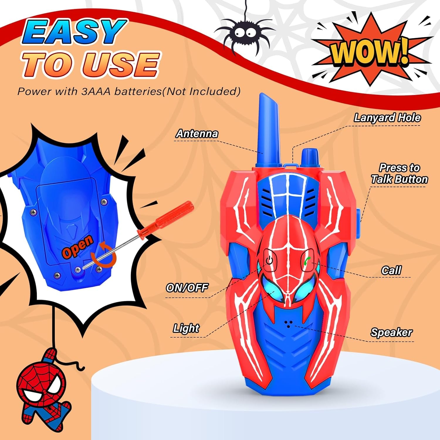 Walkie Talkie Kinder,  Spinne Walky Talky Spielzeug Für 3 4 5 6 7 8 Jahre Junge, 3-10 Jahre Junge Mädchen Walky Talky Spielzeug Für Draußen Geschenkideen Gartenspielzeug Funkgerät