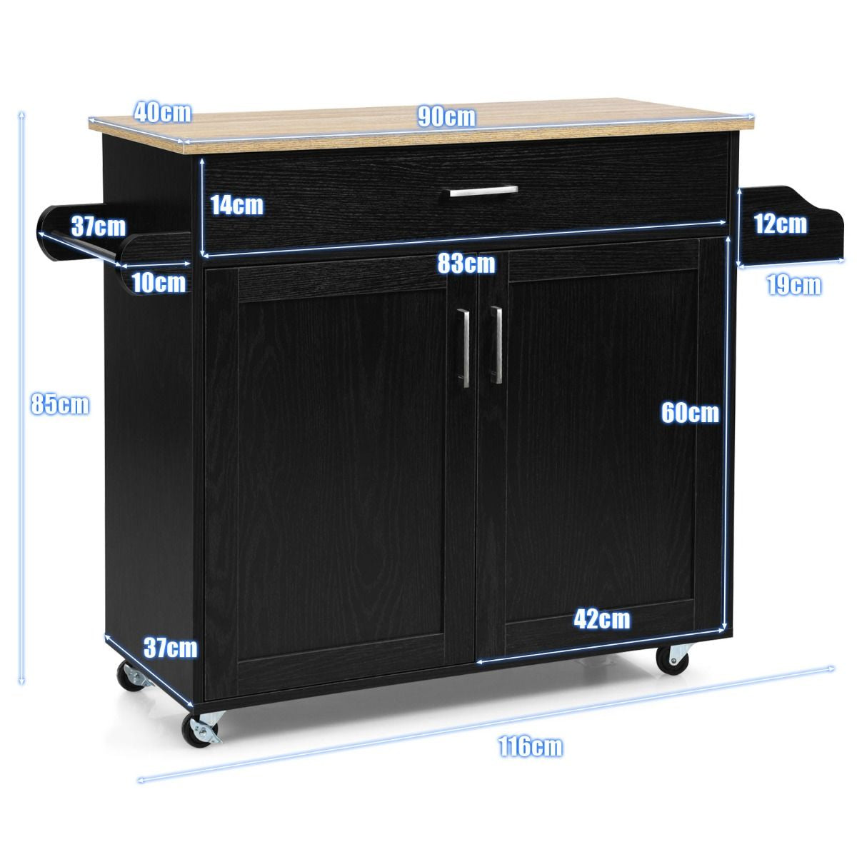 Küchenwagen Mit Handtuchhalter & Gewürzboard & Schublade Kücheninsel Rollbarer Küchenschrank
