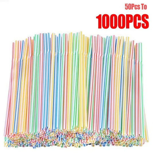 50-1000Pcs Mehrfarbige Trinkhalme Rietjes Milch Tee Bar Party Hochzeit Küche Home Zubehör Getränke Schwarz Stroh Großhandel