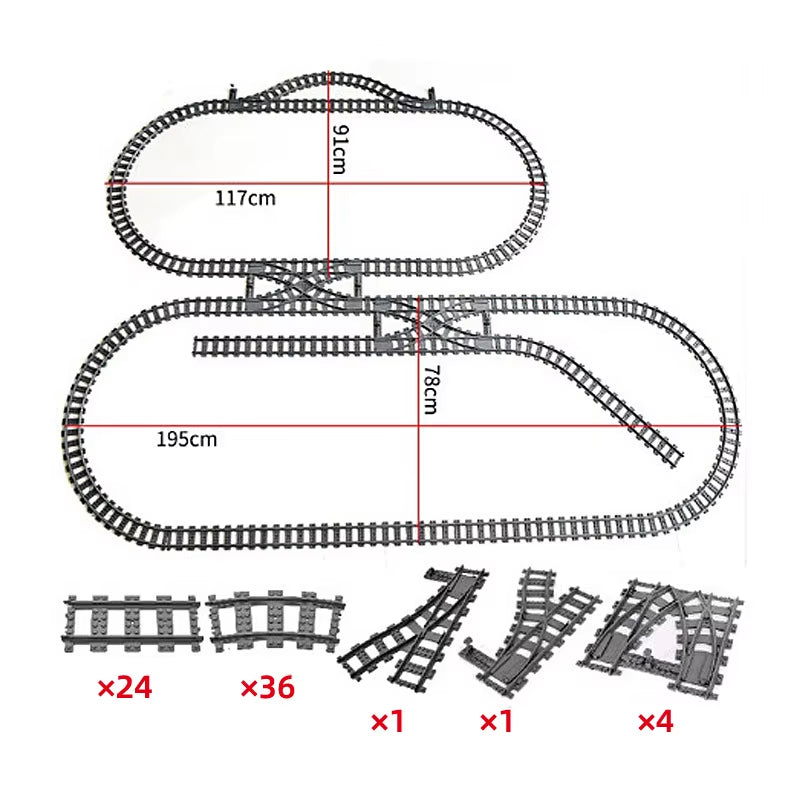 Train Track Combination Scene MOC Building Blocks DIY Cross Track Railroad Bridge Compatible with LEGO Bricks Toys Rail Car
