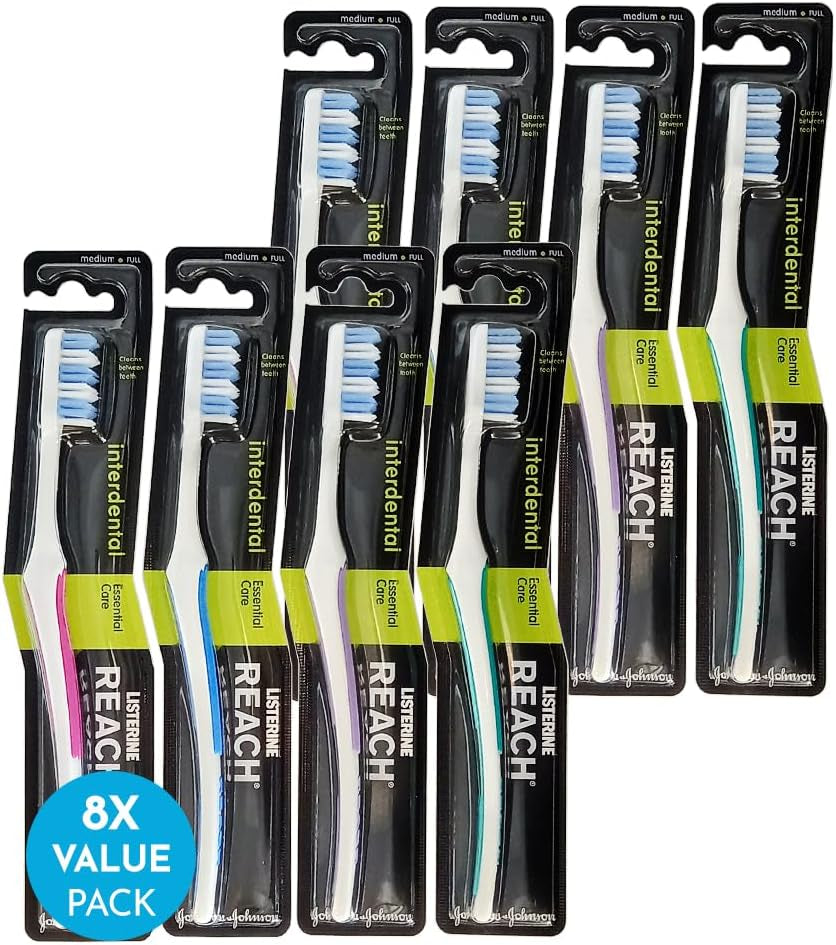 Essential Care Interdentalzahnbürste – 8Er Pack | Mittelharte Zahnbürsten Mit Vollkopf, Ergonomischer Griff, Für Die Tägliche Zahnschmelzpflege