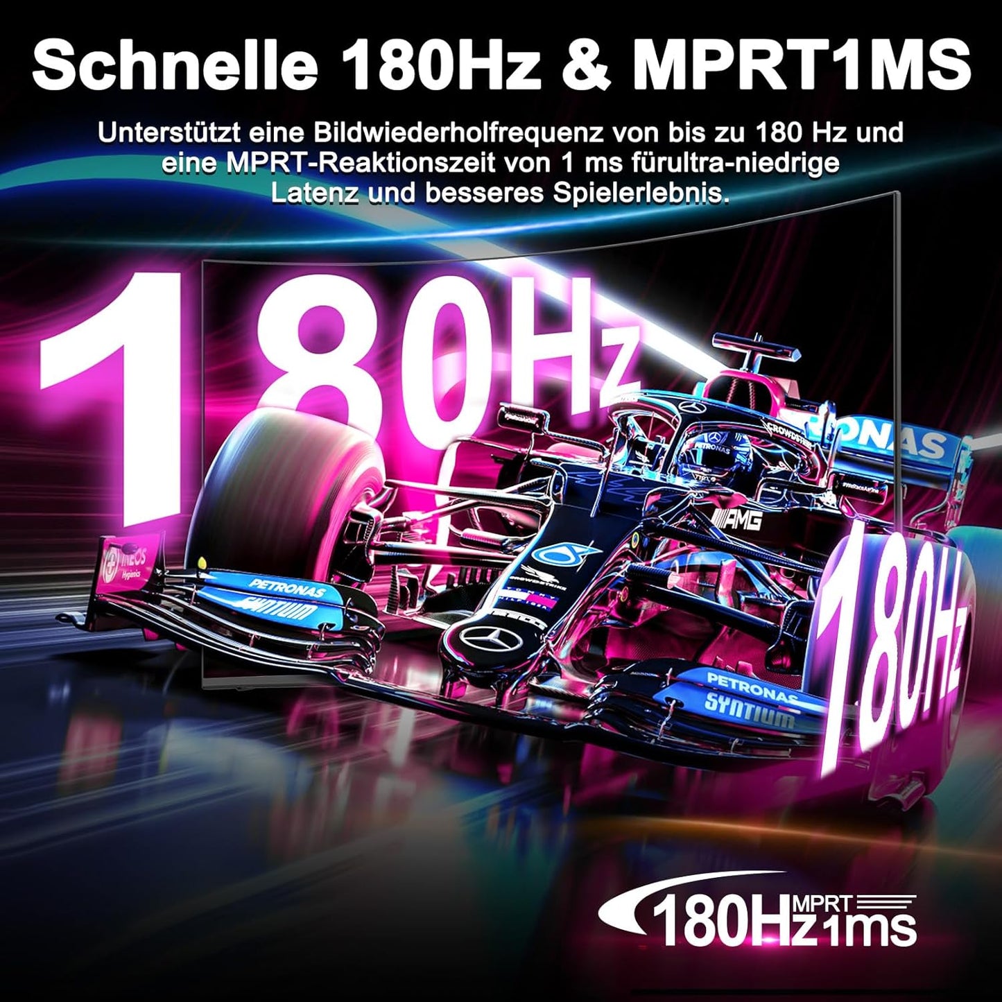 Minifire 24 Zoll Curved Gaming Monitor 180Hz, 1Ms, FHD PC Bildschirm 1500R, Mit Lautsprechern, Freesync, HDR, 130% Srgb, Rahmenlos, HDMI1.4/DP1.2 Ports -Schwarz (MFG24C1 Mit Hdmi-Kabel)