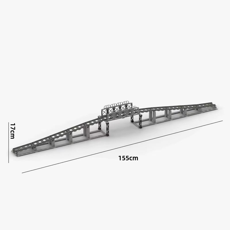 Train Track Combination Scene MOC Building Blocks DIY Cross Track Railroad Bridge Compatible with LEGO Bricks Toys Rail Car