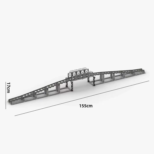 Train Track Combination Scene MOC Building Blocks DIY Cross Track Railroad Bridge Compatible with LEGO Bricks Toys Rail Car