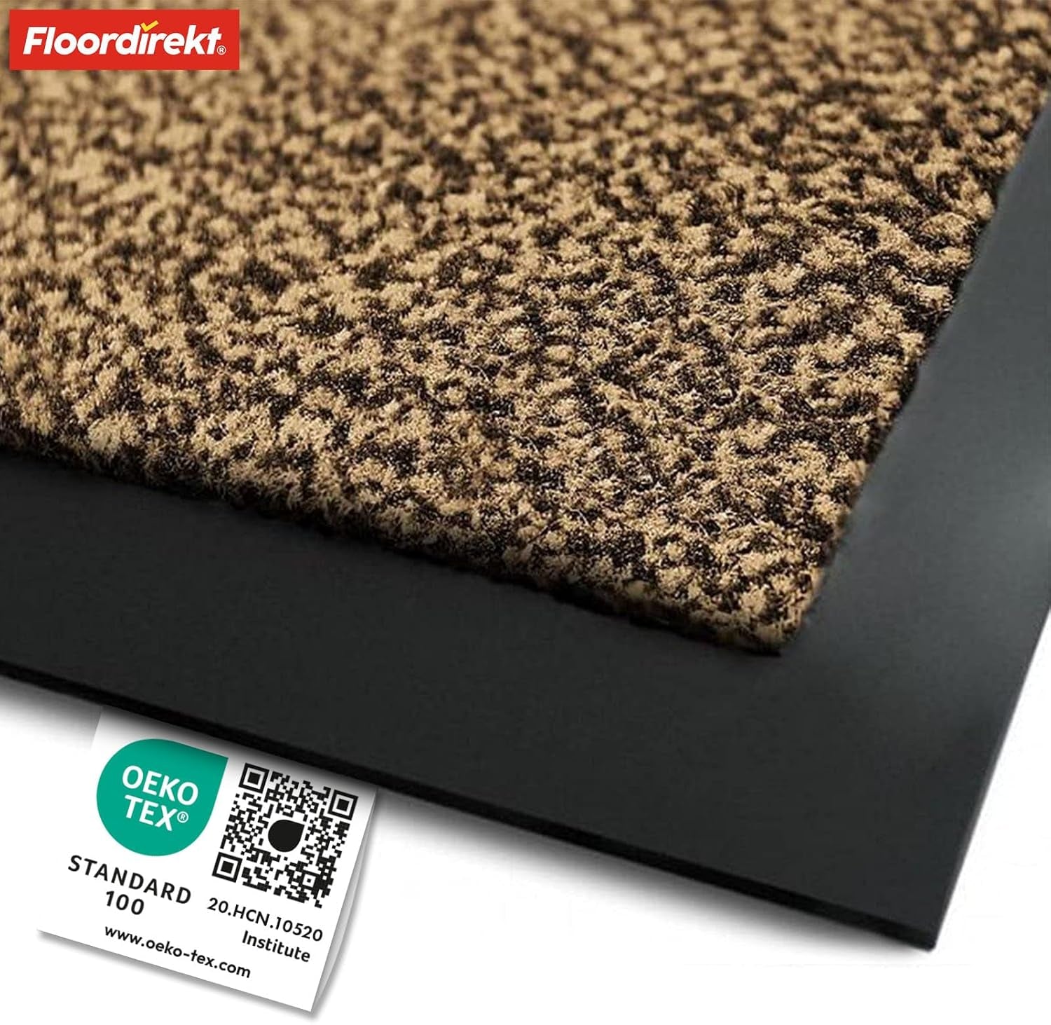 Floordirekt Schmutzfangmatte Rhine - Waschbare & Leistungsstarke Fußmatte - Sauberlaufmatte Mit Rutschfester Rückseite - Türmatte Für Den Eingangsbereich (Ocker-Schwarz (Meliert), 40 Cm X 60 Cm)