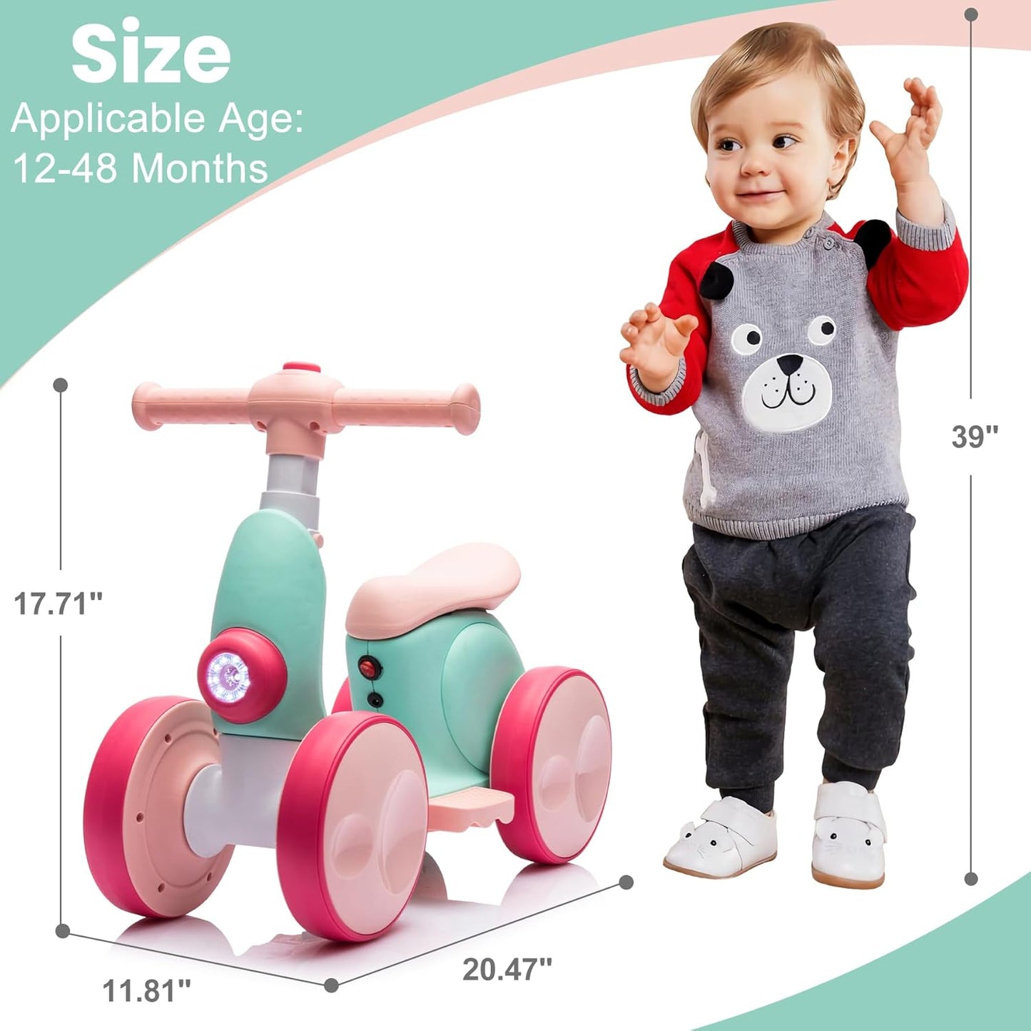 Laufrad Elektrisch 6V Ab 1-4 Jahre Mit Seifenblasenmaschine Für Jungen Mädchen