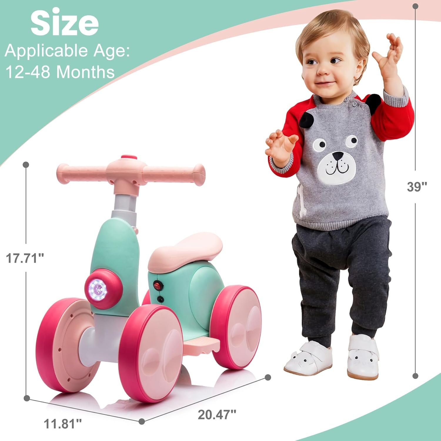 Laufrad Elektrisch 6V Ab 1-4 Jahre Mit Seifenblasenmaschine Für Jungen Mädchen