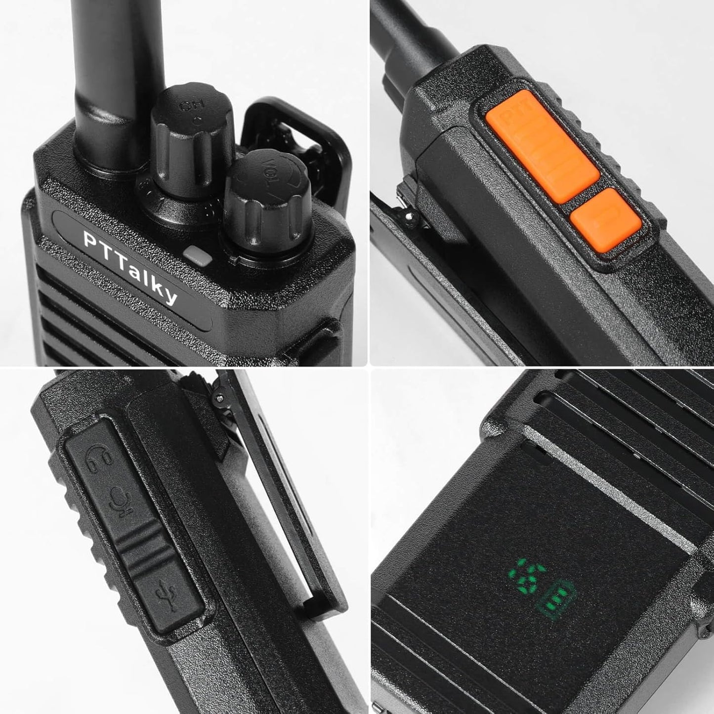 Walkie Talkie Mit Verstecktem Display PMR Funkgeräte 16 Kanäle VOX CTCSS/DCS Wiederaufladbares Woki Toki Erwachsene (2 Stück, Schwarz)