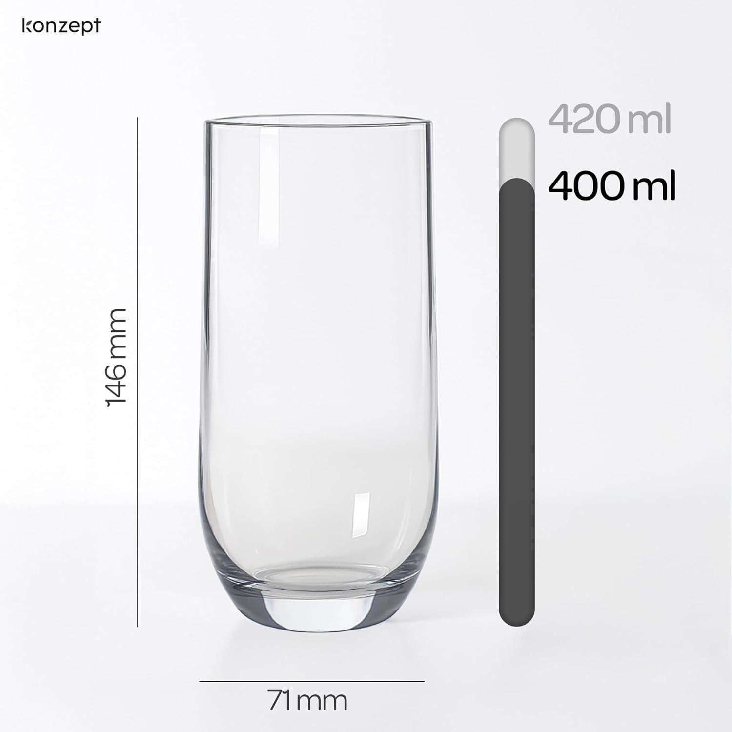 KONZEPT Gläser Set 12-Teilig, Transparente 400Ml