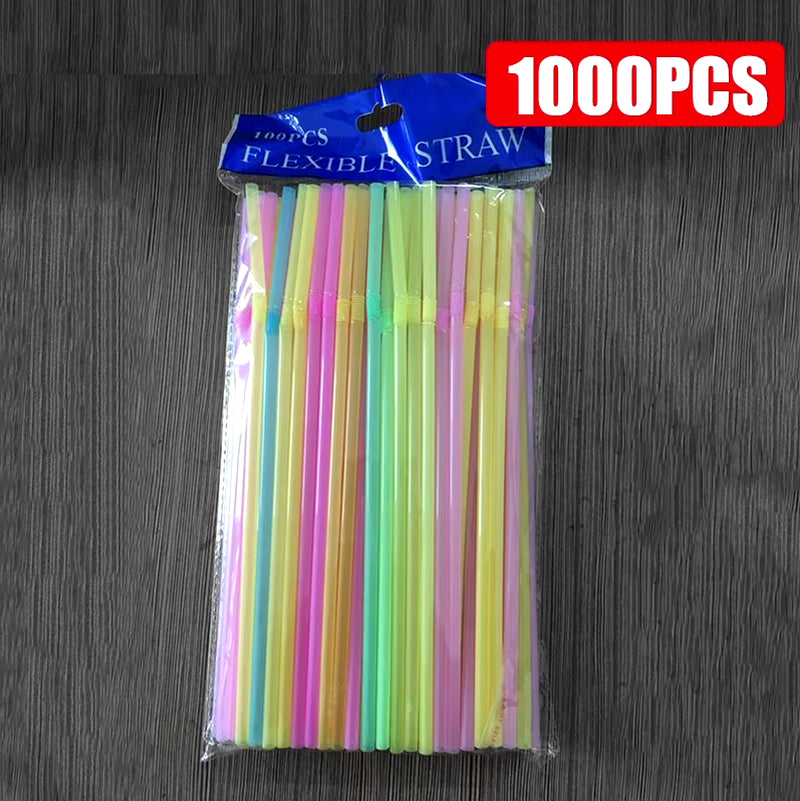 50-1000Pcs Mehrfarbige Trinkhalme Rietjes Milch Tee Bar Party Hochzeit Küche Home Zubehör Getränke Schwarz Stroh Großhandel