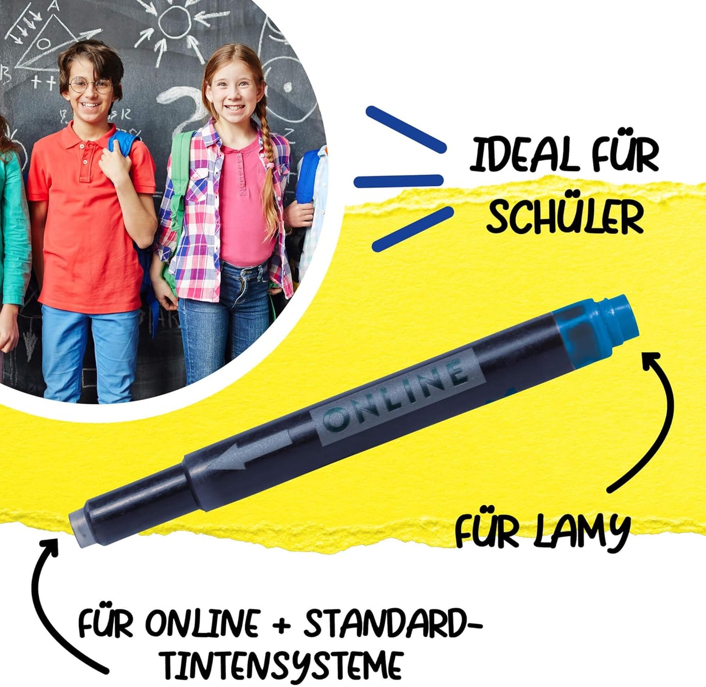 ONLINE 40X Kompatible LAMY Patronen Blau, Auch Für Pelikan, Stabilo Etc, Universal Tintenpatronen