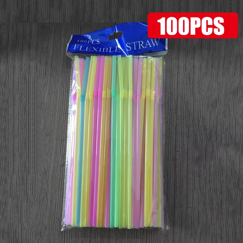 50-1000Pcs Mehrfarbige Trinkhalme Rietjes Milch Tee Bar Party Hochzeit Küche Home Zubehör Getränke Schwarz Stroh Großhandel