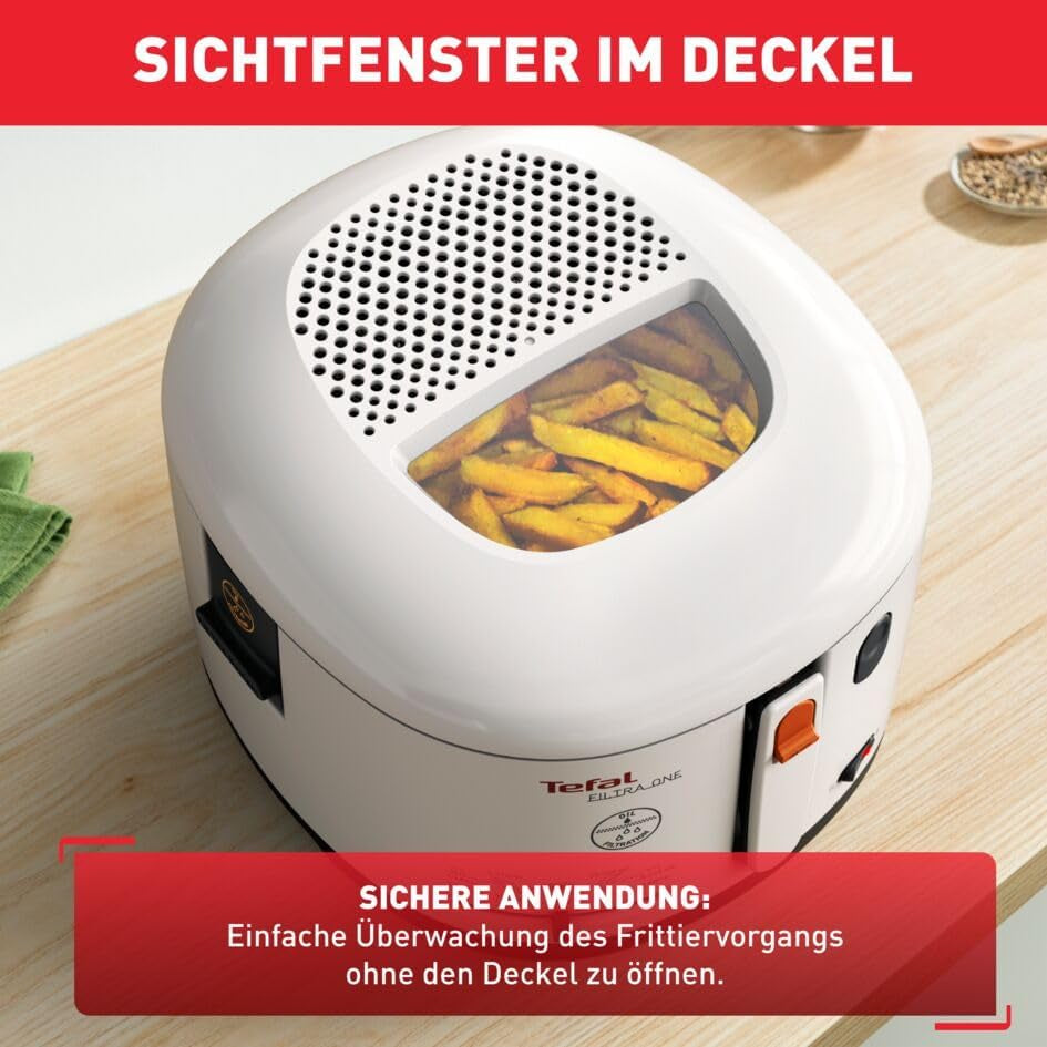 Tefal Fritteuse Filtra One – Kompakte Und Geruchsarme Fritteuse Mit Ölfilter, Antihaftbeschichtetem Einsatz, Leichter Reinigung Und Spülmaschinengeeignet, Perfekt Für Pommes, Nuggets & Snacks Zuhause