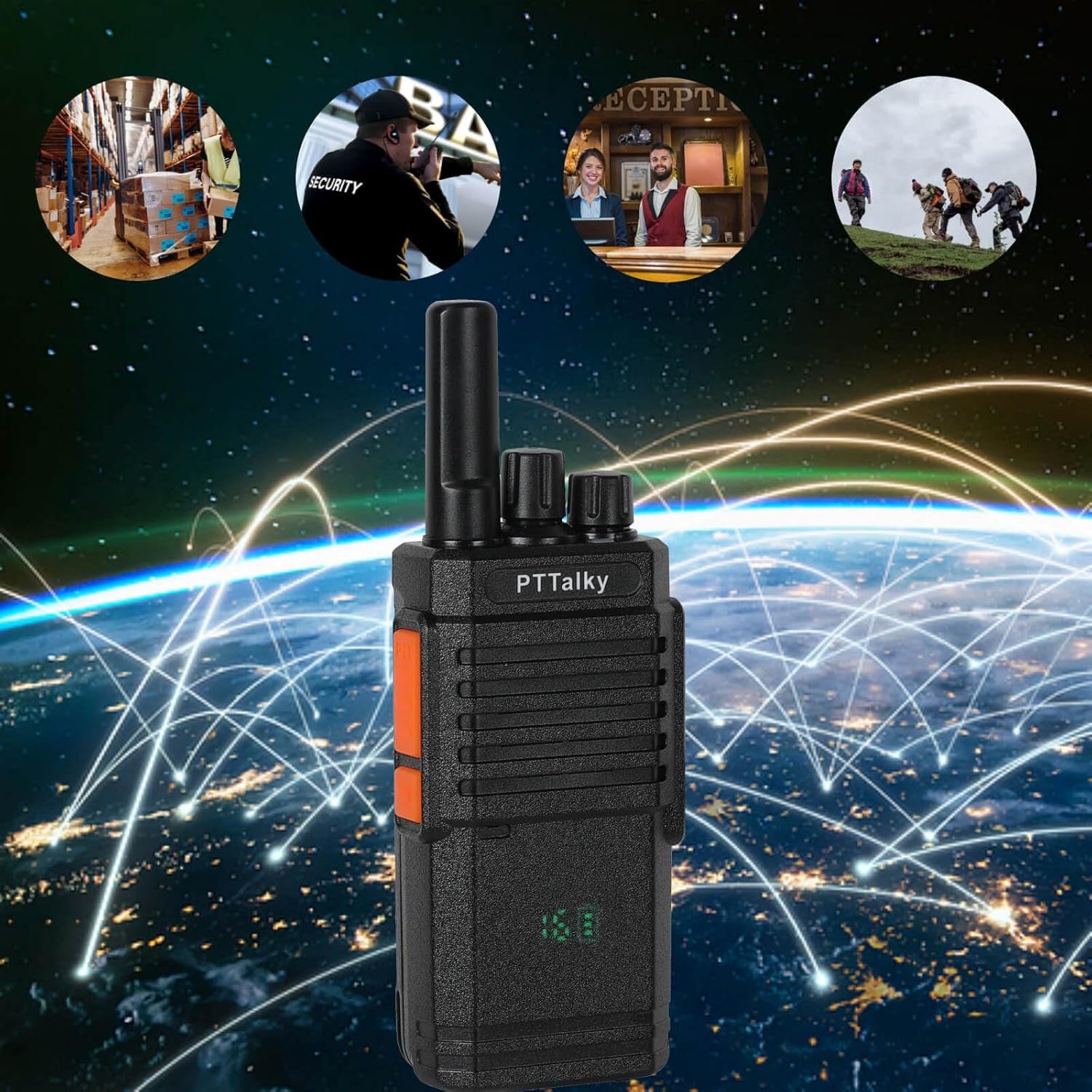 Walkie Talkie Mit Verstecktem Display PMR Funkgeräte 16 Kanäle VOX CTCSS/DCS Wiederaufladbares Woki Toki Erwachsene (2 Stück, Schwarz)