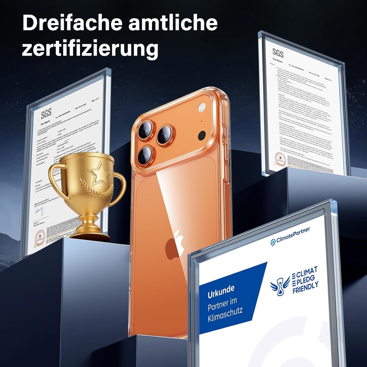 Uniqueme Für Iphone 17 Pro Hülle - Handyhülle Für Iphone 17 Pro Case, Rundumschutz Hülle Set Schutzhülle Cover, 1 Handyhülle & 2 Schutzfolie - Transparent