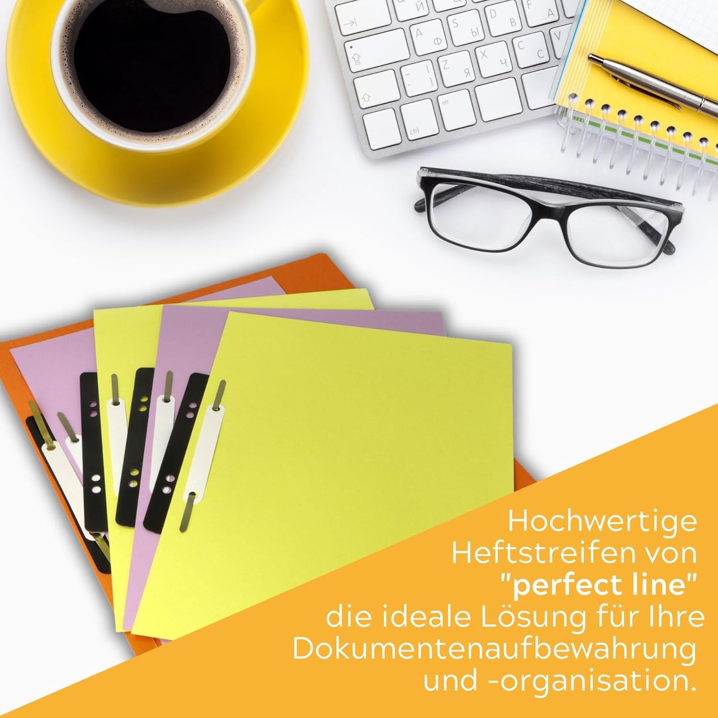 Perfect Line - 250 Heftstreifen (10X25 Stk.), Schwarz, Recycelbarer Kunststoff, Made in Germany