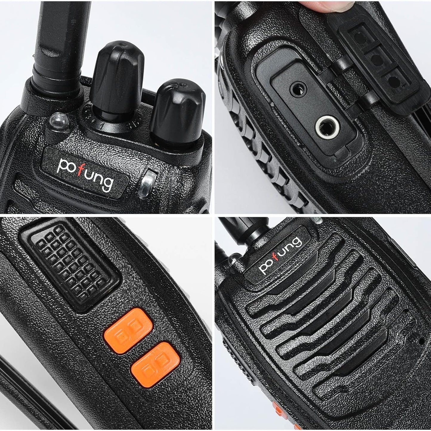 Walkie Talkie PMR446 Lizenzfreies Zwei-Wege-Funkgerät, Pofung PT88E 16 Kanäle Professionelle Wiederaufladbare Walkie Talkies Mit Großer Reichweite Mit Usb-Ladestation Und Hörmuscheln Schwarz 10 Stück