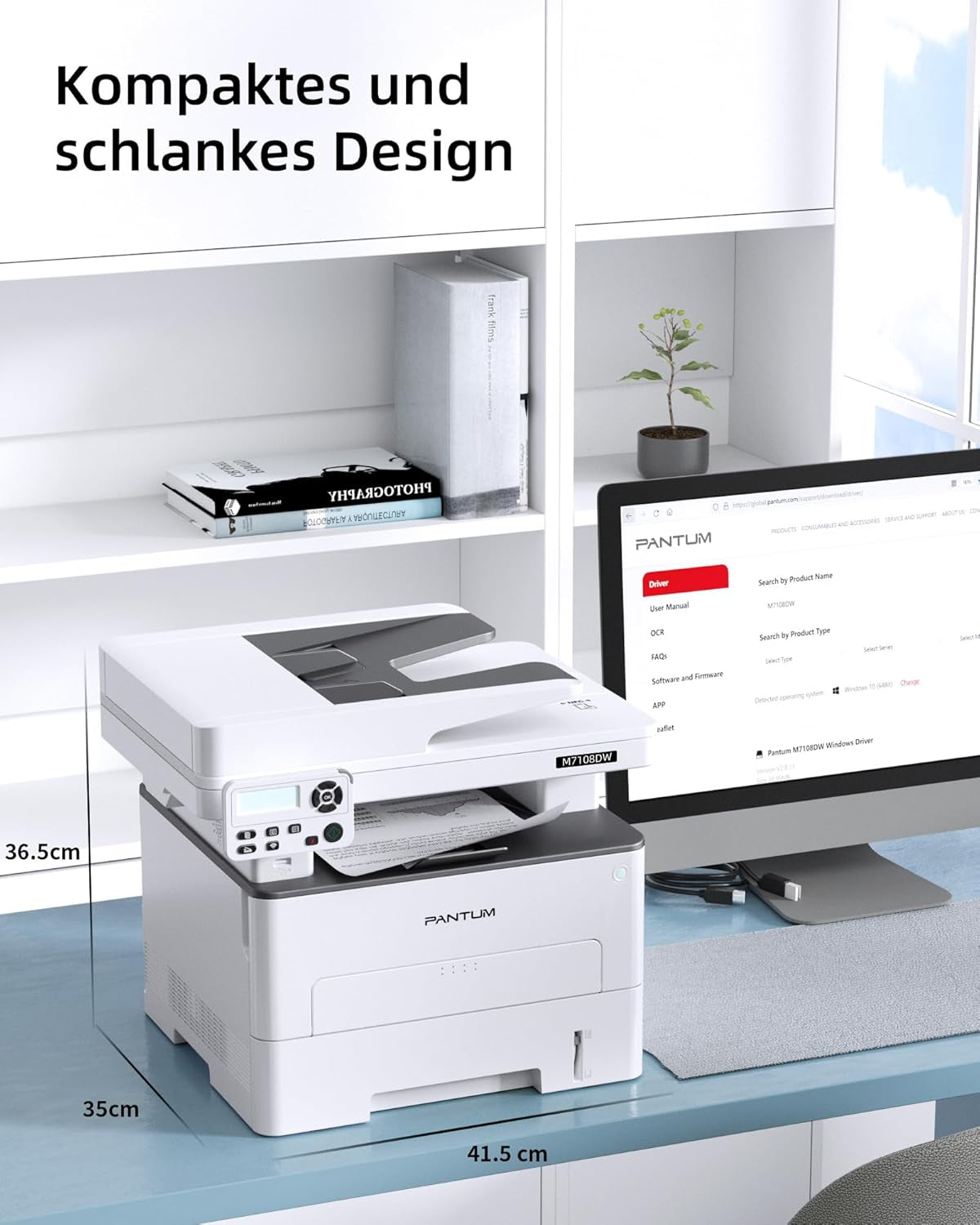 PANTUM M7108DW Laserdrucker Multifunktionsgerät, Drucker Scanner Kopierer, Wlan/Usb/Ethernet